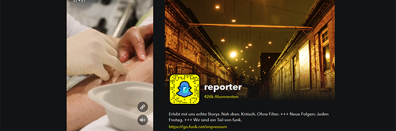 Screenshot des Snapchat-Kanals von reporter (story.snapchat.com/p/efe8f12d-c61c-4dc3-88bc-d8e1b5f2ec4f)