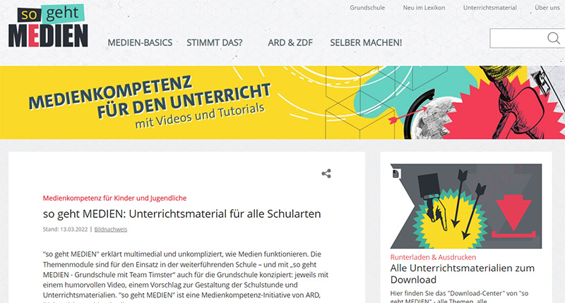 Screenshot der Website 