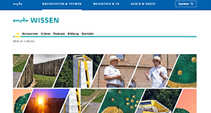 Screenshot der Website „MDR Wissen“ des Mitteldeutschen Rundfunks