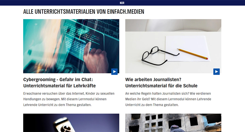 Screenshot der Website „einfach.Medien“ des Norddeutschen Rundfunks
