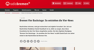 Screenshot der Website von Radio Bremen: Bremen Vier Backstage