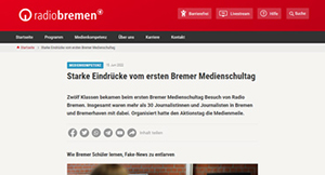 Screenshot der Website von Radio Bremen: Medienschultag