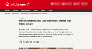 Screenshot der Website von Radio Bremen: Bremen Vier macht Schule