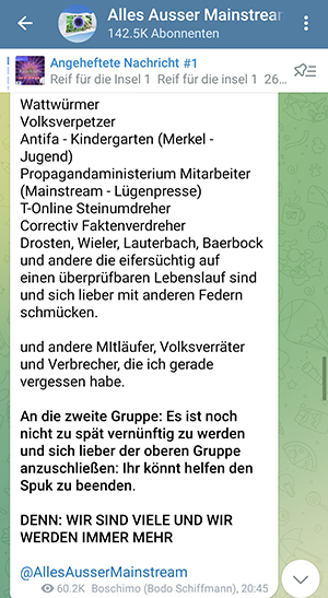 Screenshot vom 26.01.2023: Telegram-Gruppe 