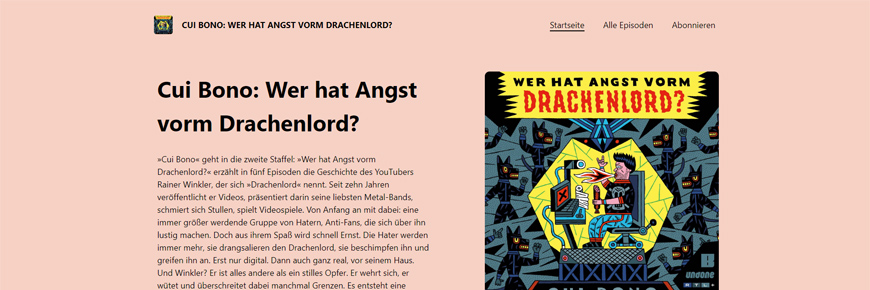 Screenshot der Website zum Podcast