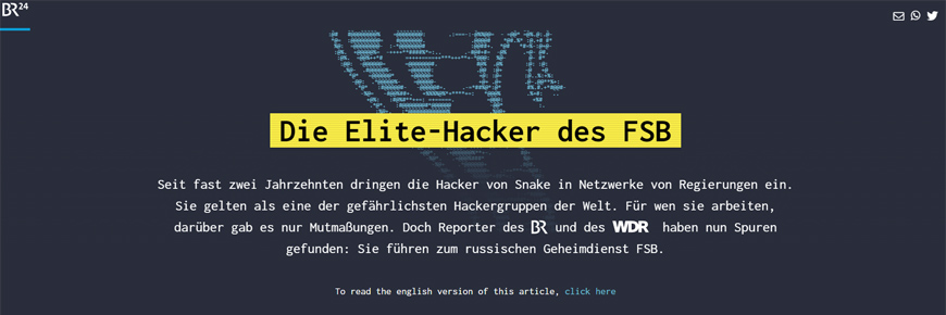 Screenshot der Website Elite Hacker des FSB