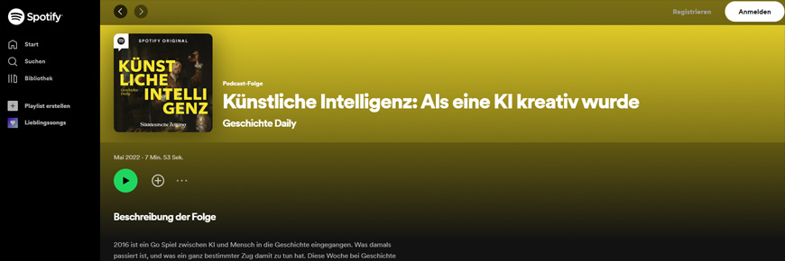 Screenshot zum Podcast Geschichte Daily