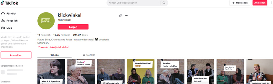 Screenshot des TikTok-Kanals @klickwinkel