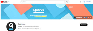 Screenshot des YouTube-Kanals von Quarks
