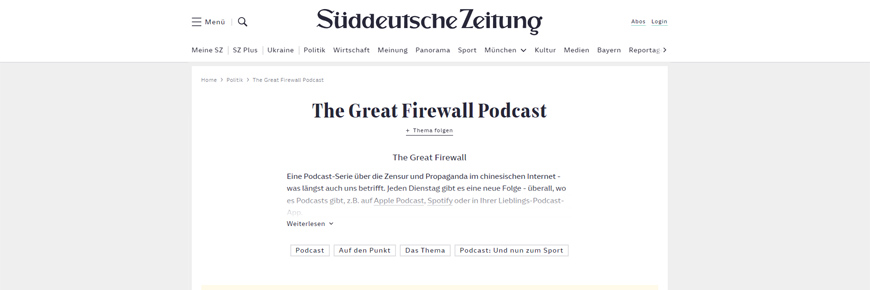 Screenshot der Website zum Podcast