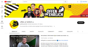 Screenshot des YouTube-Kanals offen un' ehrlich