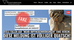 Screenshot der Volksverpetzerseite zum Thema „ImpfSurv-Studie / Prof. Harald Matthes“