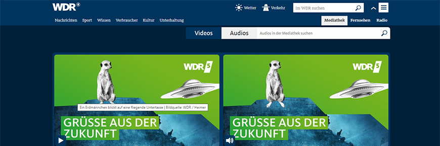 Screenshot der Website zur WDR5-Satire 