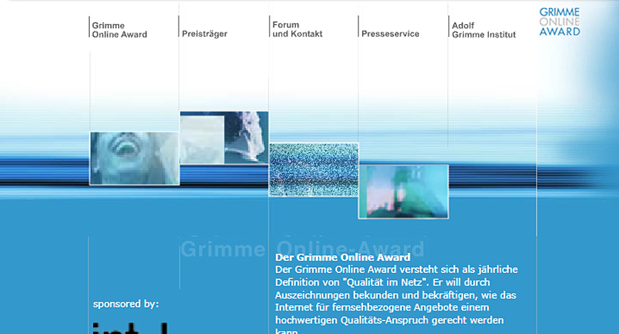 Screenshot der Website zum Grimme Online Award aus dem Jahre 2003 